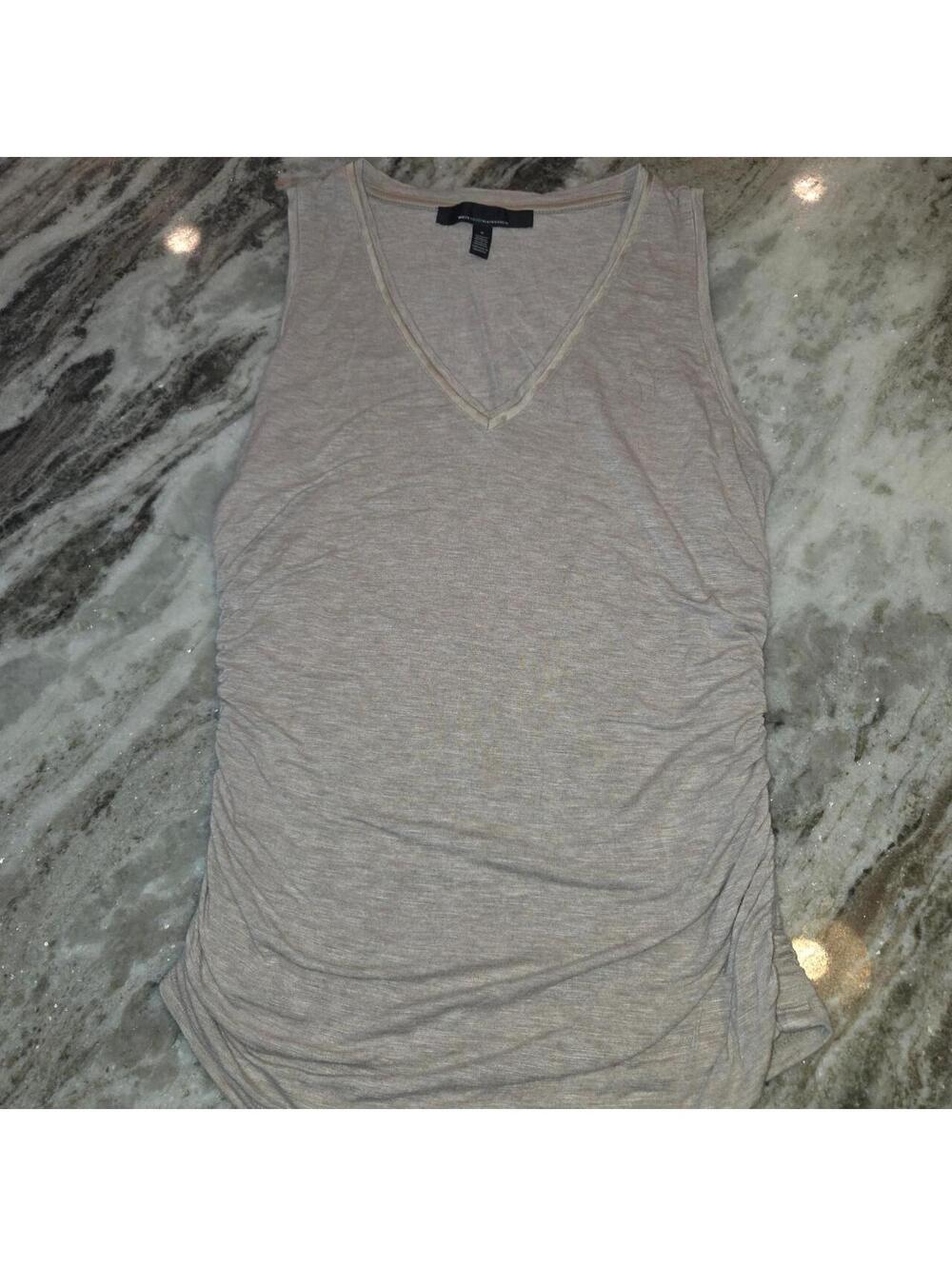 White House Black Market Women's Small Beige Sleeveless V-Neck Tank Top